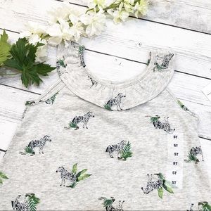 Girl Ruffle Neck Zebra Print Tank - Size 5T